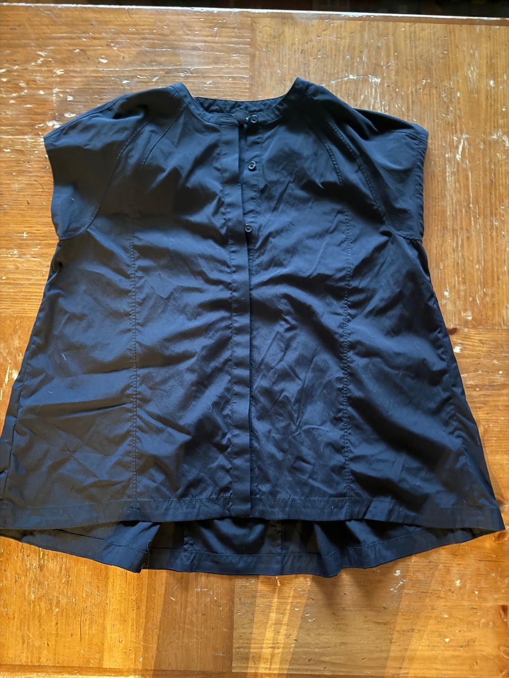 Athleta Black Short Sleeve Button-Front Blouse